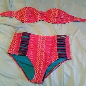 2 piece Bikini strapless high waisted